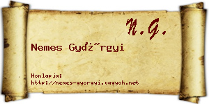 Nemes Györgyi névjegykártya